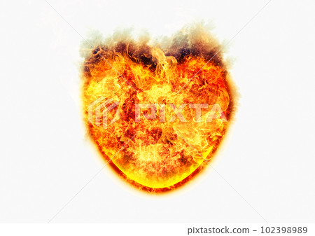 Illustration of flames in the shape of a burning heart Illustration of flames in the shape of a burning heart 102398989