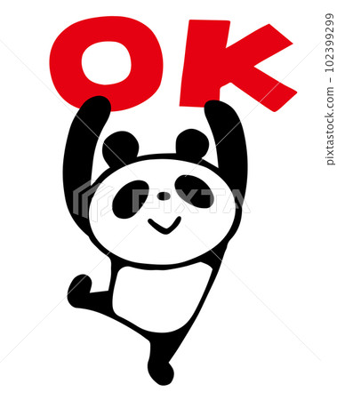 可愛簡單熊貓OK姿勢 102399299