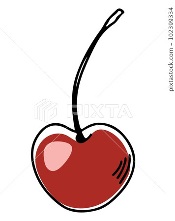 Vector single lineart style red cherriy on stem isolated on white background Vector single lineart style red cherriy on stem isolated on white background 102399334