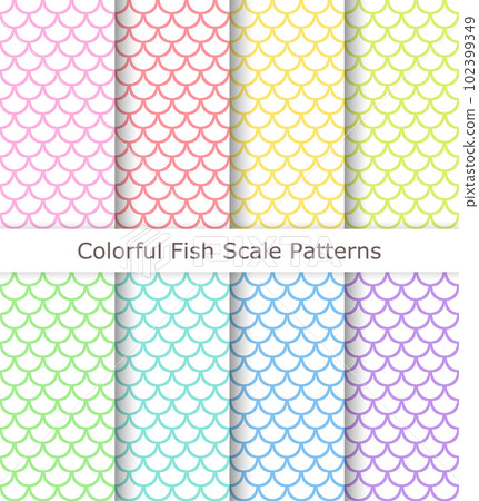 柔和的彩色無縫鱗片，扇形圖案集 102399349