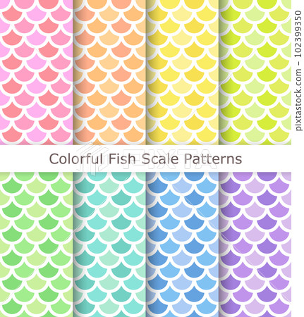 柔和的彩色無縫鱗片，扇形圖案集 102399350