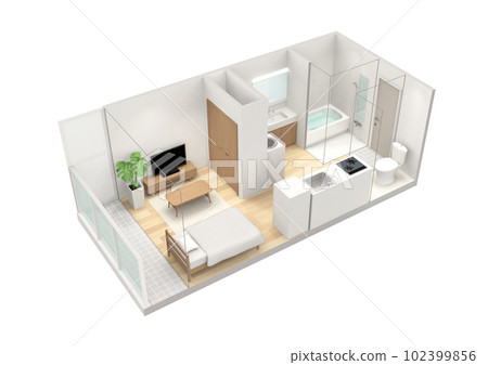 One room floor plan illustration 102399856