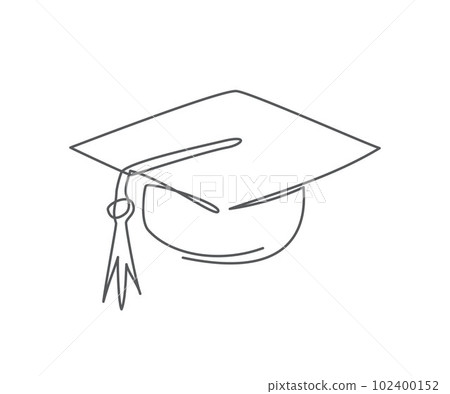 Graduation cap One line drawing on white background Graduation cap One line drawing on white background 102400152