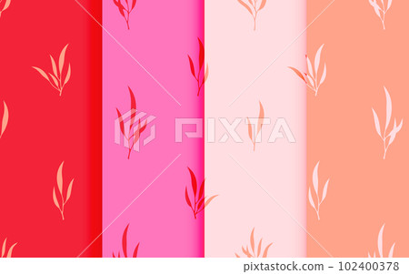 Eucalyptus nicholii leaf twig seamless pattern colored flat set. Juicy summer fashion pink color foliage print branch tropical floral texture plant botanical wallpaper fabric wrapping greetings paper Eucalyptus nicholii leaf twig seamless pattern colored flat set. Juicy summer fashion pink color foliage print branch tropical floral texture plant botanical wallpaper fabric wrapping greetings paper 102400378