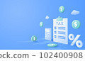 3d TAX and dollar money background. financial management concept. Tax calculating and accounting. vector art illustration. 102400908