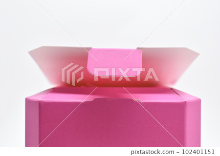 pink paper box on white background, package for design 102401151