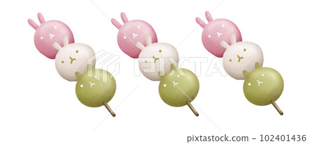 cute triple rabbit dango 102401436