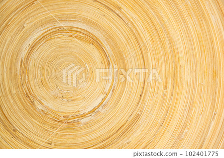 Top view of empty wooden bamboo plate. 102401775