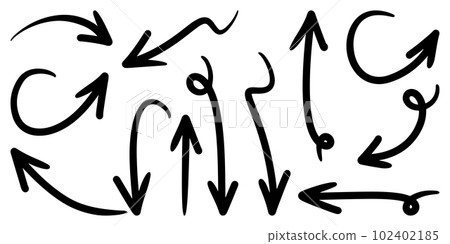 Set of Hand drawn vector arrows doodle on white background. design element vector illustration. Set of Hand drawn vector arrows doodle on white background. design element vector illustration. 102402185