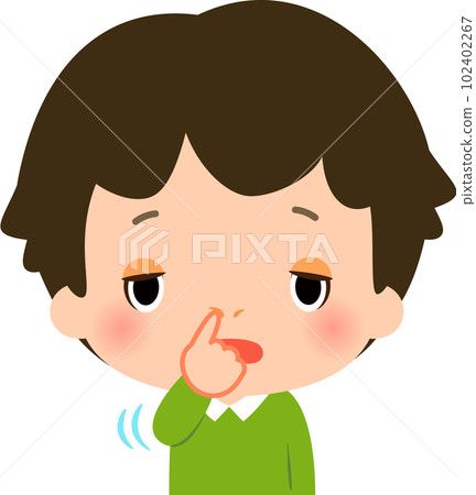 一個表情模糊的摳鼻子的男孩 102402267