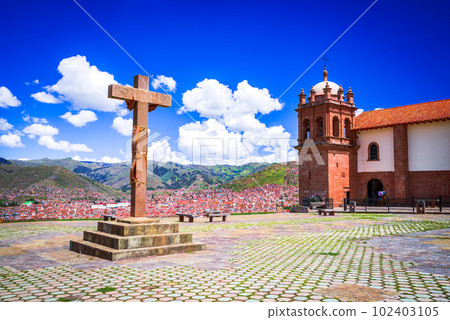 Cusco, Peru. Mirador de Plaza San Cristobal, overlooking ancient city. Cusco, Peru. Mirador de Plaza San Cristobal, overlooking ancient city. 102403105
