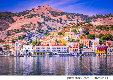 Rhodes, Greece. Symi is a picturesque Greek island in the Aegean Sea. Rhodes, Greece. Symi is a picturesque Greek island in the Aegean Sea. 102403118