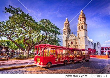 Campeche, Mexico. Spanish colonial city in Yucatan Peninsula, Central America. Campeche, Mexico. Spanish colonial city in Yucatan Peninsula, Central America. 102403121