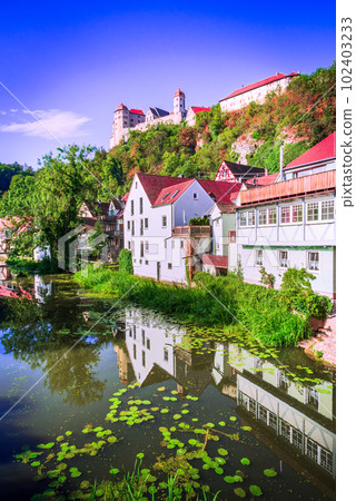 Harburg, Germany. Beautiful medieval village in historical Swabia, Bavaria, Wornitz valley. Harburg, Germany. Beautiful medieval village in historical Swabia, Bavaria, Wornitz valley. 102403233