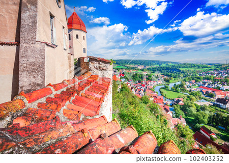 Harburg, Germany. Beautiful Wornitz Valley, Swabia historical Bavaria. Harburg, Germany. Beautiful Wornitz Valley, Swabia historical Bavaria. 102403252