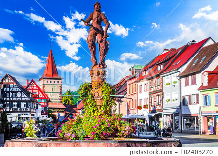 Gengenbach, Germany. Marktplatzbrunnen, beautiful fountain located in the town square, Baden-Wurtemberg 102403270