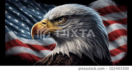 American Bald Eaglesymbol of america -with flag. United States of America. Ai Generative American Bald Eaglesymbol of america -with flag. United States of America. Ai Generative 102403300