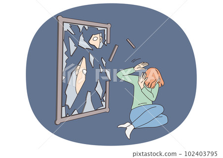 Unhappy woman suffer from mental inner problems Unhappy woman suffer from mental inner problems 102403795