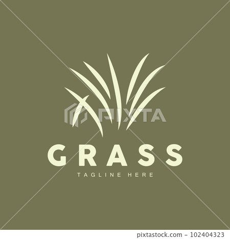 Green Grass Logo Design, Farm Landscape Illustration, Natural Scenery Vector 102404323