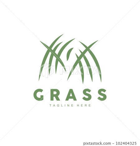 Green Grass Logo Design, Farm Landscape Illustration, Natural Scenery Vector 102404325