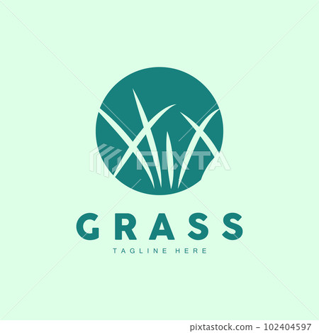 Green Grass Logo Design, Farm Landscape Illustration, Natural Scenery Vector 102404597