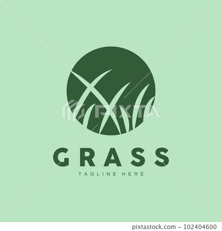 Green Grass Logo Design, Farm Landscape Illustration, Natural Scenery Vector 102404600