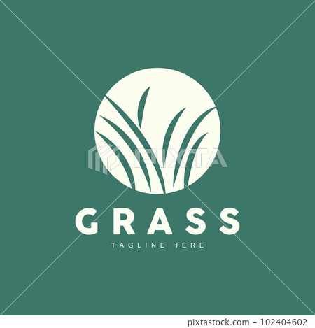 Green Grass Logo Design, Farm Landscape Illustration, Natural Scenery Vector 102404602
