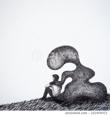 human man body sit with mind mental health healing spiritual sad pain depressed loneliness monster in your mind sadness negative energy emotion abstract art watercolor painting illustration drawing human man body sit with mind mental health healing spiritual sad pain depressed loneliness monster in your mind sadness negative energy emotion abstract art watercolor painting illustration drawing 102404915