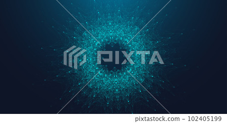 Quantum computing concept illustration. Deep learning artificial intelligence. Big data algorithms visualization for business, science presentations, posters, covers 102405199
