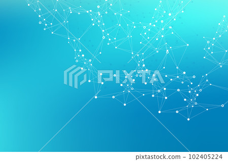 Digits abstract background with connected line and dots, wave flow. Digital neural networks. Network and connection background for your presentation. Graphic polygonal background, illustration. Digits abstract background with connected line and dots, wave flow. Digital neural networks. Network and connection background for your presentation. Graphic polygonal background, illustration. 102405224