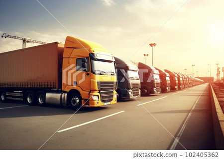 Trucks with cargo. Created with generative Ai technology 102405362