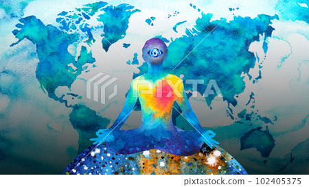human meditate mind mental health yoga chakra spiritual healing abstract energy meditation connect the universe power watercolor painting illustration design drawing art human meditate mind mental health yoga chakra spiritual healing abstract energy meditation connect the universe power watercolor painting illustration design drawing art 102405375