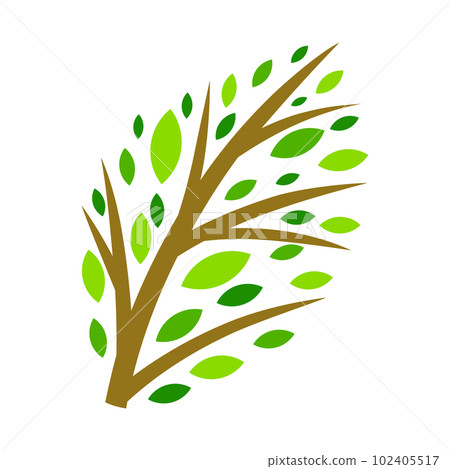 Stylized tree with leaves. Illustration or concept for emblem and design. 102405517