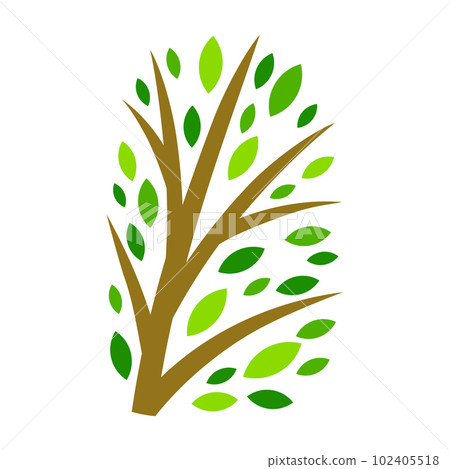 Stylized tree with leaves. Illustration or concept for emblem and design. 102405518