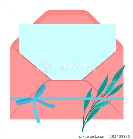 Letter in envelope. Romantic template with decor. Letter in envelope. Romantic template with decor. 102405520
