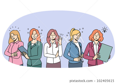 Businesswomen in formalwear show confidence and success 102405615