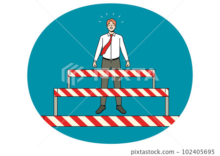 Motivated businessman overcome obstacles to success 102405695