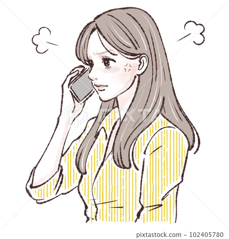 A woman who makes a phone call, a woman who makes a phone call, a woman, a girl, a smartphone, a smartphone, a call, an inquiry, a complaint, 102405780