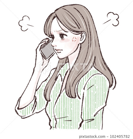 打電話的女人，打電話的女人，女人，女孩，智能手機，智能手機，電話，詢問，投訴， 102405782