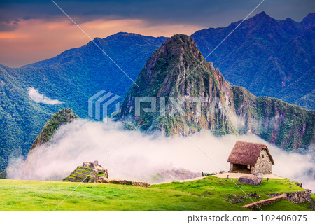 Machu Picchu, Peru - Incan ancient city, stunning ruins in Andes Mountains. 102406075