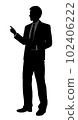 Simple full body silhouette of a businessman giving a presentation 102406222