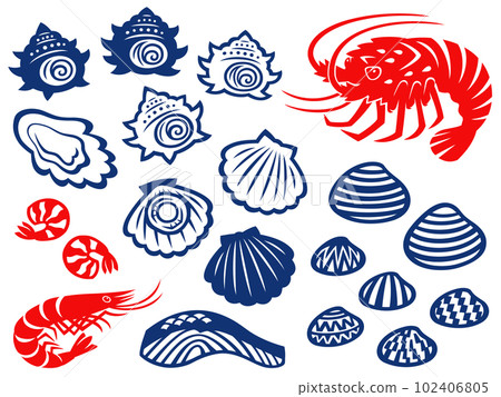 Seafood cutout style illustration set 102406805