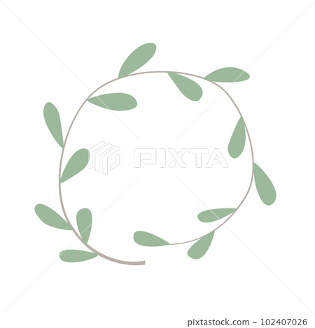 Vector floral hand drawn circle frame or logo template in elegant and minimal style. Design for cards, badges, labels, logotypes and branding business identity. 102407026