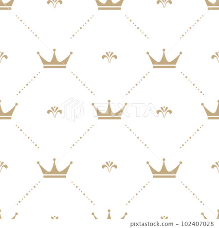 White crowns on grey background. Royal seamless pattern, baby textile or wallpaper vector design. 102407028