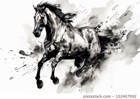 Vibrant Sumi-e Horse Vibrant Sumi-e Horse 102407092