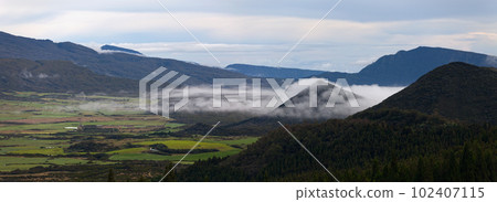Aerial view of the Col de Bellevue in Reunion island Aerial view of the Col de Bellevue in Reunion island 102407115