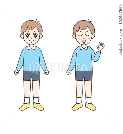 Illustration set of cute boy standing 102407699