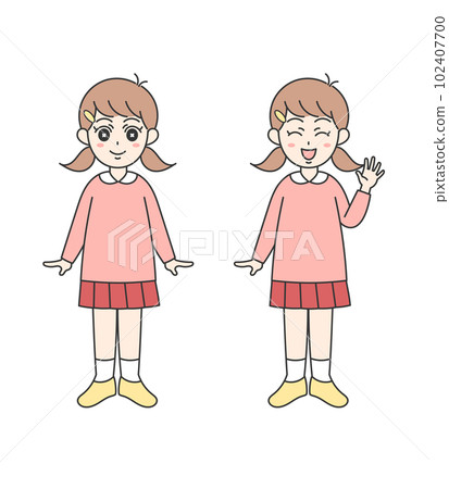 Illustration set of cute girl standing 102407700