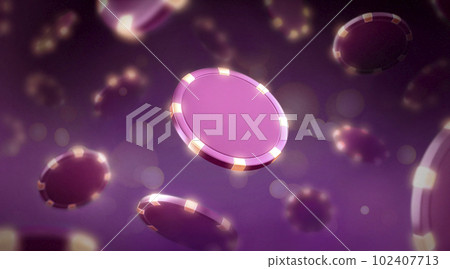 Black colored plastic chip mockup no gravity, purple blur background Black colored plastic chip mockup no gravity, purple blur background 102407713