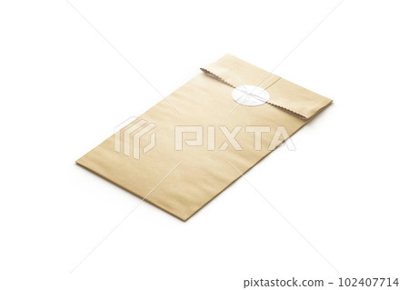 Blank craft rectangle paper bag with sticker mockup, side view Blank craft rectangle paper bag with sticker mockup, side view 102407714